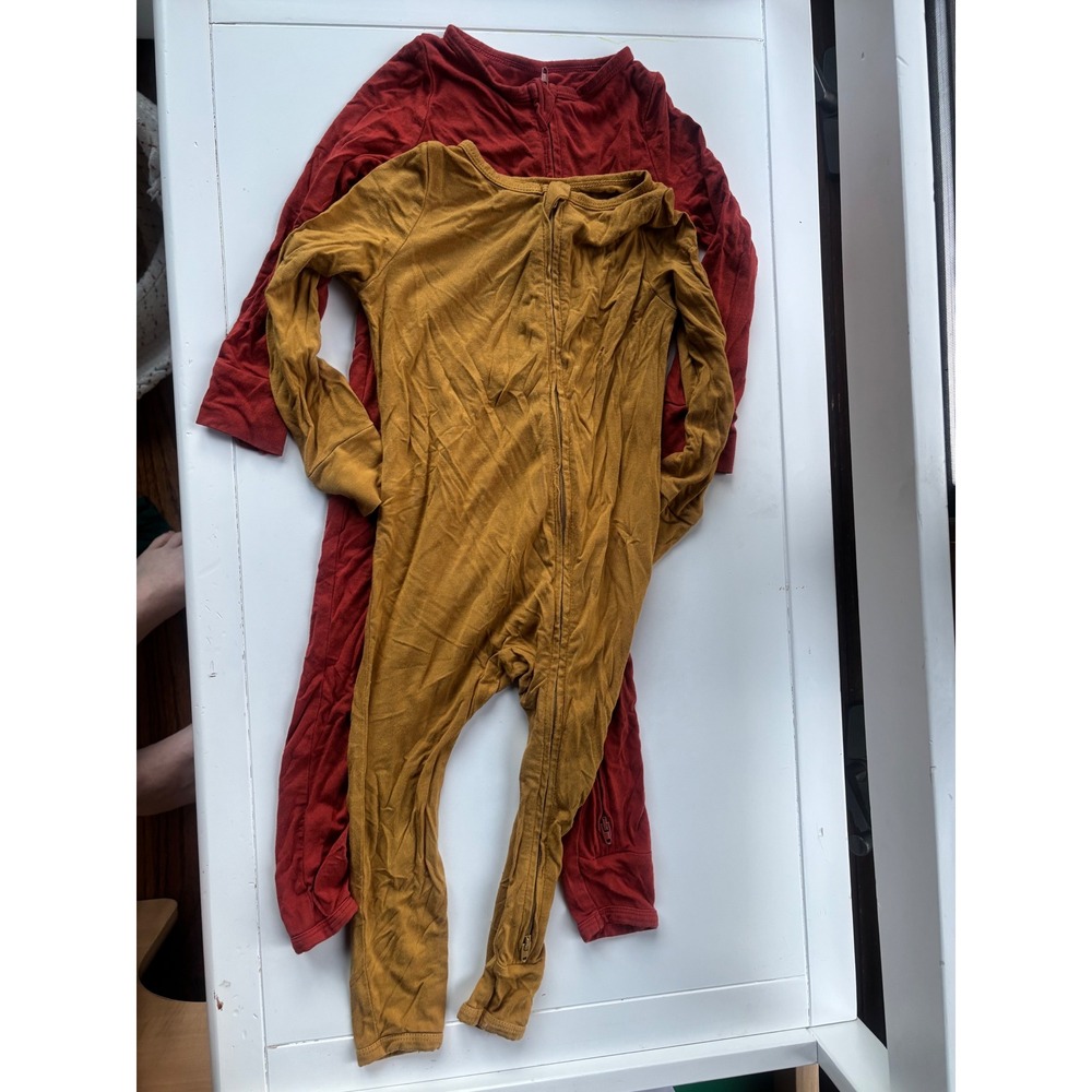 Free Birdees Bamboo Viscose Zippy Rompers Lot of 2 Terracotta Mustard18-24M